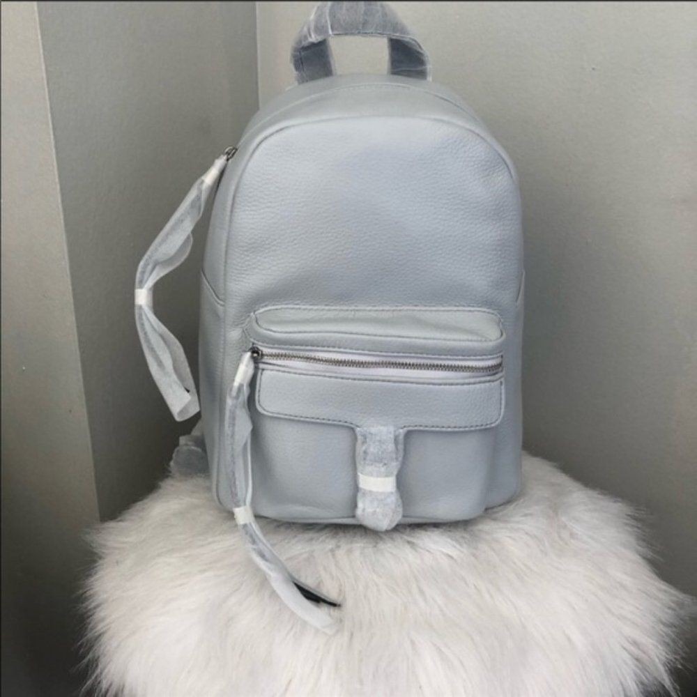 Rebecca Minkoff Mini Mab Leather Backpack Tote Bag, Gray, Designer Luxury,‎ NWT